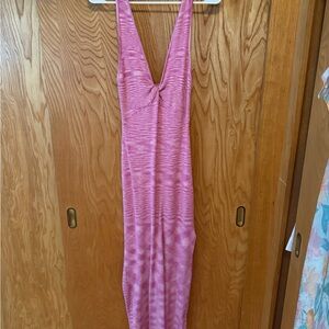 l*space Pink Ribbed Tie-Front Maxi